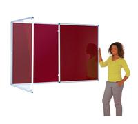 Tamperproof Lockable Noticeboard 120 x 240 cm, Burgundy Felt Pinboard, Double-Door Pinboard with Two Safety Locks, 6 Colours to Choose from - Ideal for Office, School, Displays