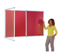 Tamperproof Lockable Noticeboard 120 x 240 cm, Large Red Felt Ponboard, Double-Door with Two Safety Locks, 6 Colours to Choose from - Ideal for Office, School Displays