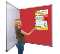 Tamperproof Lockable Red Felt Noticeboard | 1200 x 1200 mm | Indoor Pinboard with Double Locks and Keys | Ideal for Office, School & Healthcare Displays