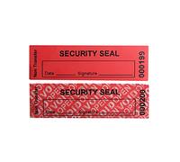 TamperSeals Group - 100pcs Non Transfer Tamper Evident Security Warranty Void Labels/Stickers/Seals for Reusable Package or Expensive Surface (Red, 1 x 3.35 inches, Serial Numbers)