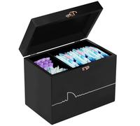 Tampon Holder for Bathroom Tampon Sanitary Pad Organizer Box Feminine Product Organizer Rustic Wood Bathroom Organiser Bin with Lid with Compartments Solid Period Box Cotton Swab Holder Sanitar