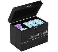 Tampon Holder for Bathroom, Wooden Tampon Storage Container, Feminine Product Organizer, Rustic Wood Bathroom Storage Bin with Lid Lady Stuff Box Cotton Buds Dispenser for Home Office(black)
