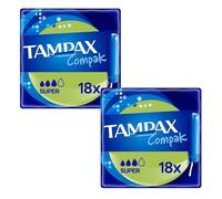 Tampons Multipack Bundle, Compak Super with Applicator, 36 Tampons (2 Packs of 18), Leak Protection, Fragrance-Free, Super Absorbent for Long Lasting Protection AFG Supplies Bundle
