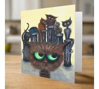 Tamsin Lord Funny Cat Greeting Card part of our Fiendishly Furry Felines range The Motley Crew