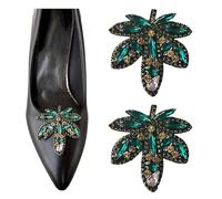 TAMTAK 2pcs Vintage Rhinestone Shoe Buckle Maple Leaf Shaped Shoe Clips Women Flats Shoe Decor Detachable DIY Shoe Embellishment