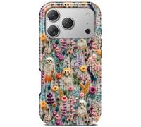 TAMUEL Cute Halloween Skeleton Flower Phone Case for iPhone 17 Pro, Compatible with Magsafe, Trendy Vintage Spooky Floral Magnetic Slim Silicone Shockproof Protective Women Girl Cover Case