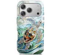 TAMUEL for iPhone 17 Pro Case, Blue Ocean Sea Turtle Phone Case, Compatible with Magsafe, Trendy Cute Mosaic Aesthetic Magnetic Slim Silicone Shockproof Protective Women Girl Cover