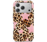 TAMUEL for iPhone 17 Pro Case, Leopard Cheetah Print Phone Case, Compatible with Magsafe, Trendy Cute Cool Pink Star Magnetic Slim Silicone Shockproof Protective Women Girl Cover