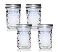 TAMUME Clear Glass Mason Jar with Airtight Screw Lid, Wide-Mouth Food Preserving Jar Set of 4 (250ml *4pcs)