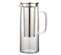 TAMUME Glass Water Pitcher with Stainless Steel Filter, 1.2L Cold Brew Coffee Pot with Mesh Filter