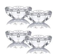 TAMUME Ice Cream Bowl Set of 4 Transparent Glass Bowl with Flower Pattern, Ideal for Holding Ice Cream in Summer Time, Glass Sundae Dessert Cup (White Flower)