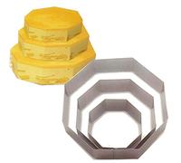 TAMUME Octagon Stainless Steel Cake Moulds for Specific Shape Moulds - Set of 3 Baking Moulds (Octagon)