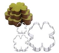 TAMUME Stainless Steel Clover-Shape Cake Tin Set of 3 for Layer Cake Mould Mousse Ring Mould Ideal for Wedding Cake Mould Set and Dessert Mould (Clover)