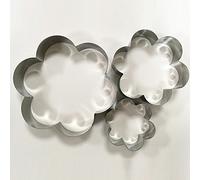 TAMUME Stainless Steel Flower-Shape Cake Tin Set of 3 for Layer Cake Mould Mousse Ring Mould Ideal for Wedding Cake Mould Set and Dessert Mould (Flower)