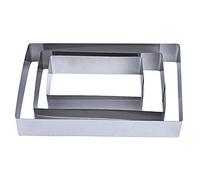TAMUME Stainless Steel Rectangle-Shape Cake Tin Set of 3 for Layer Cake Mould Mousse Ring Mould Ideal for Wedding Cake Mould Set and Dessert Mould (Rectangular)