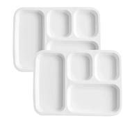 TAMUME White Porcelain Plate with 4 Compartments, Portion Control Plate with Sections for Adults, Set of 2 (Rectangle*2)