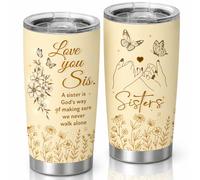 TAMUNBEE Mother's Day Giftss for Sister, Sister Butterfly Flower 20oz Stainless Steel Insulated Tumbler with Lid and Straw, Best Sis Gift Ideas, Gifts for Girls Women Coffee Mug, Presents for Sis