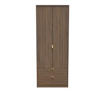 Tamworth Tall 2 Drawer Wardrobe In Carini Walnut (Ready Assembled)