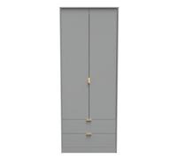 Tamworth Tall 2 Drawer Wardrobe In Dusk Grey (Ready Assembled)
