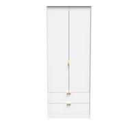 Tamworth Tall 2 Drawer Wardrobe In White Matt (Ready Assembled)