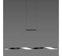 TAMYUSE Black Linear LED Pendant Lighting 46W Wave Chandelier Lighting With Adjustable Cord Aluminum Hanging Light For Dining Room Kitchen Island Breakfast Area Living Room