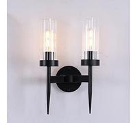TAMYUSE Black Wall Sconce With Clear Seedy Glass Metal Wall Light Wall Lamps Set Of Two Candle Holder Indoor Sconces Wall Lighting