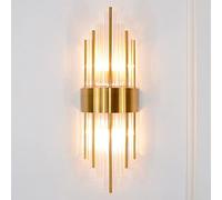 TAMYUSE Modern 1 Light Crystal Wall Sconce Lighting With Gold Finish Concise Style Bedside Wall Light Fixture With Crystal Shade Stainless Steel Bathroom Vanity Lighting