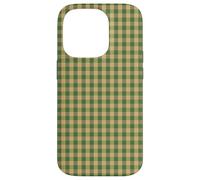 Tan and Green Gingham Plaid Check Case for iPhone 14 Pro