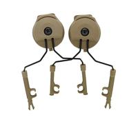 Tan ARC Helmet Rail Adapter Mounting Kit, Side-Mount Brackets for Over-the-Head Electronic Earmuffs, Quick-Attach System for Helmets, Ideal for Outdoor Training, Wilderness Survival & Team Activities