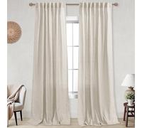 Tan Beige Curtains 108 Inches Long for High Ceiling Living Room 2 Panels Set Flax Linen Back Tab Light Filtering Semi Sheer Window Treatments Drapes for Family Room