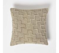(Tan Beige) Geometric Beige Tufted Cotton Cushion 45 x 45 cm