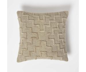 (Tan Beige) Geometric Beige Tufted Cotton Cushion 45 x 45 cm