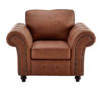 (Tan Brown) Oakland Suede Leather Arm Chair