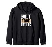 Tan Built From Nothing Tan Color Graphic Zip Hoodie