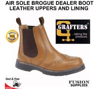 TAN CHELSEA BROUGE BOOTS COUNTRY STYLE FARM AIRWEAR SOLE LEATHER COMFORT MENS