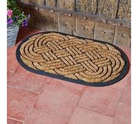Tan Coir Oval Celtic Knot Nonslip Doormat 45x75cm Marco Paul Brown Medium