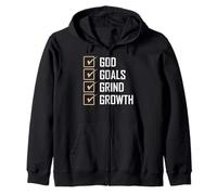 Tan Color Goals Grind Growth Tan Graphic Zip Hoodie