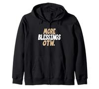 Tan Color More Blessings Coming Y'all Tan Graphic Zip Hoodie