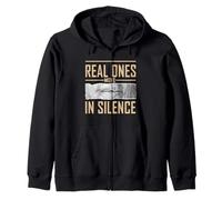 Tan Color Real Ones Move In Silence Tan Graphic Zip Hoodie