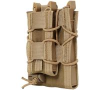 Tan Double Pouch For 9Mm & 5.56, Molly Cassette Holder, 4.7 X 3.15 X 1 In, Adjustable, Quick-Draw, Elastic Cord & Nylon Build For Cs Armed