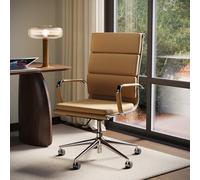 Tan Faux Leather High Back Office Swivel Chair - Benson