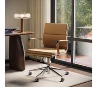 Tan Faux Leather Office Swivel Chair - Benson
