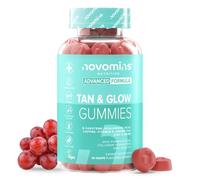 Tan & Glow Gummies | Tanning Accelerator with Beta Carotene | Novomins | Green Tea Extract, Zinc, Vitamin C, E, B6, L-Tyrosine | 60 Tanning Gummies | Skin Pigmentation and Collagen Formation