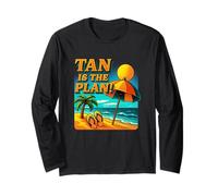 TAN is The Plan Retro Sunset Beach Pool Vacation Party Long Sleeve T-Shirt