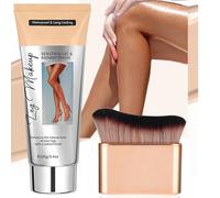Tan Leg Makeup With Brush Leg Veins Cover up Makeup for Varicose Scar Freckles and Imperfections,Natural-looking Glow Legs Water Resistant Transfer Proof 100ML