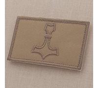 Tan Mjolnir 2x3.25 Thor Hammer Coyote Norse Viking Morale Tactical Military Hook Patch