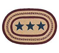 Tan Primitive Tabletop Kitchen Potomac Stars Placemat Set of 6 Jute Stenciled Star Oval