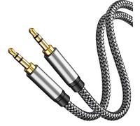 Tan QY 3.5mm Nylon Braided Aux Cable 15Ft, Audio Auxiliary Input Adapter Male to Male Cord for Headphones, Car, Home Stereos, Speaker, iPhone, iPad, iPod & More(15Ft/5M, Silver)