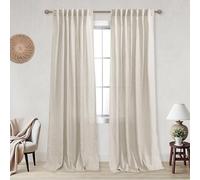 Tan Rustic Curtains for Living Room 84 Inches Long,Sheer European Thick Flax Faux Linen Blend Burlap Farmhouse Decor Primitive Country Curtains for Bedroom,2 Panels Set,Oatmeal Greige