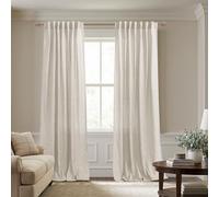 Tan Rustic Curtains for Living Room 84 Inches Long,Sheer European Thick Flax Faux Linen Blend Burlap Farmhouse Decor Primitive Country Curtains for Bedroom,2 Panels Set,Oatmeal Greige